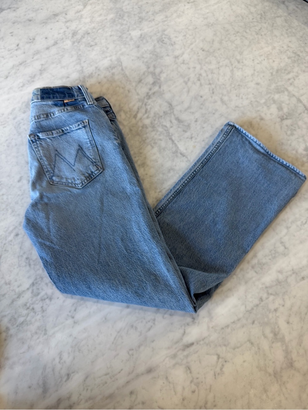 MOTHER The Bookie Heel Jeans Size 28 Light Wash Wide Leg Denim